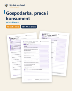 Gospodarka, praca i konsument, WOS klasa 8 — 10 kart PDF z kluczem — okładka