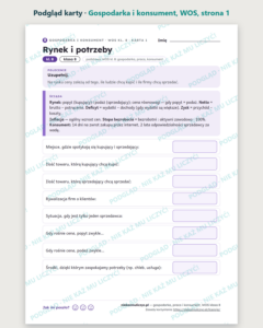 Gospodarka, praca i konsument, WOS klasa 8 — 10 kart PDF z kluczem — podgląd karty, strona 1