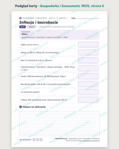 Gospodarka, praca i konsument, WOS klasa 8 — 10 kart PDF z kluczem — podgląd karty, strona 6