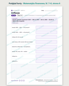 Matematyka finansowa — matematyka, klasy 7–8, 10 kart PDF — podgląd karty, strona 6