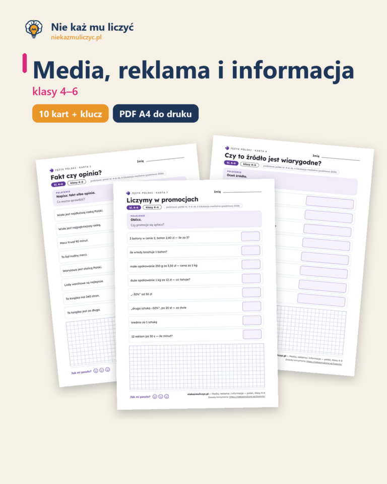 Media, reklama i informacja — polski, klasy 4–6, 10 kart PDF — okładka