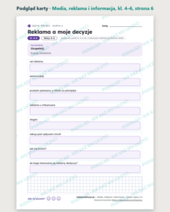 Media, reklama i informacja — polski, klasy 4–6, 10 kart PDF — podgląd karty, strona 6