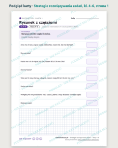 Strategie rozwiązywania zadań — matematyka, klasy 4–6, 10 kart PDF — podgląd karty, strona 1