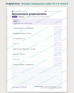 Strategie rozwiązywania zadań — matematyka, klasy 4–6, 10 kart PDF — podgląd karty, strona 6