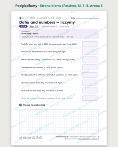 Strona bierna (Passive), angielski klasy 7–8 — 10 kart PDF z kluczem — podgląd karty, strona 6