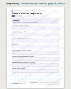 Środowisko i krajobrazy Polski, matura z geografii — 10 kart PDF — podgląd karty, strona 6