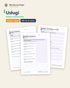 Usługi — matura z geografii — 10 kart PDF z kluczem — okładka
