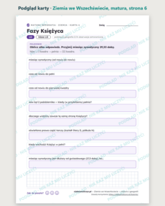 Ziemia we Wszechświecie — matura z geografii — 10 kart PDF z kluczem — podgląd karty, strona 6