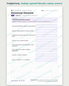 Rodzaje i gatunki literackie, matura z polskiego — 10 kart PDF — podgląd karty, strona 6