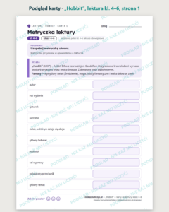 „Hobbit”, lektura kl. 4–6 — 10 kart pracy PDF z kluczem — podgląd karty, strona 1
