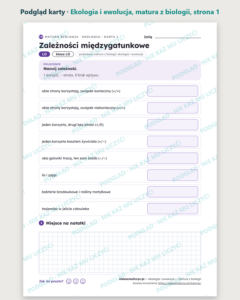 Ekologia i ewolucja — matura z biologii — 9 kart PDF z kluczem — podgląd karty, strona 1