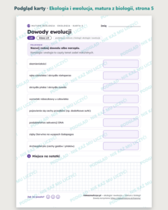 Ekologia i ewolucja — matura z biologii — 9 kart PDF z kluczem — podgląd karty, strona 5
