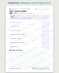 Elektryczność — matura z fizyki — 8 kart PDF z kluczem — podgląd karty, strona 5