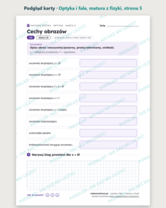 Optyka i fale — matura z fizyki — 8 kart PDF z kluczem — podgląd karty, strona 5