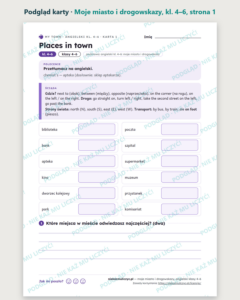 Moje miasto i drogowskazy, angielski klasy 4–6 — 10 kart PDF — podgląd karty, strona 1