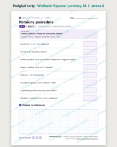 Wielkości fizyczne, jednostki i pomiary, fizyka klasa 7 — 10 kart PDF — podgląd karty, strona 6