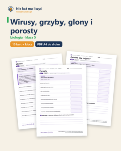 Wirusy, grzyby, glony i porosty, kl. 5 — 10 kart pracy PDF z kluczem — okładka