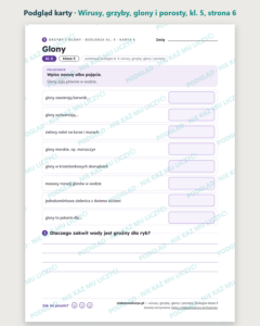 Wirusy, grzyby, glony i porosty, kl. 5 — 10 kart pracy PDF z kluczem — podgląd karty, strona 6