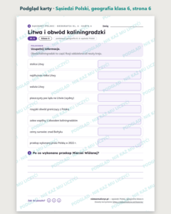 Sąsiedzi Polski, geografia klasa 6 — 10 kart pracy PDF z kluczem — podgląd karty, strona 6