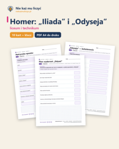 Homer: „Iliada” i „Odyseja” — karty do lektury, liceum, 10 kart PDF — okładka