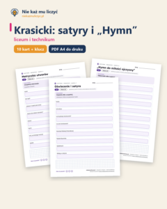 Krasicki: satyry i „Hymn” — karty do lektury, liceum, 10 kart PDF — okładka