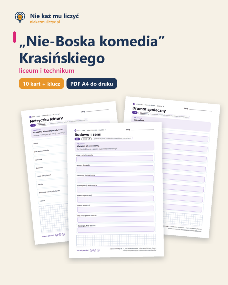 „Nie-Boska komedia” Krasińskiego — karty do lektury, liceum — okładka