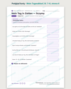 Mein Tagesablauf, niemiecki klasy 7–8 — 10 kart pracy PDF z kluczem — podgląd karty, strona 6