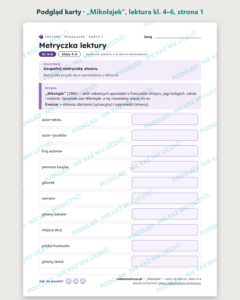 „Mikołajek”, lektura kl. 4–6 — 10 kart pracy PDF z kluczem — podgląd karty, strona 1
