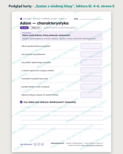 „Szatan z siódmej klasy”, lektura kl. 4–6 — 10 kart PDF z kluczem — podgląd karty, strona 6