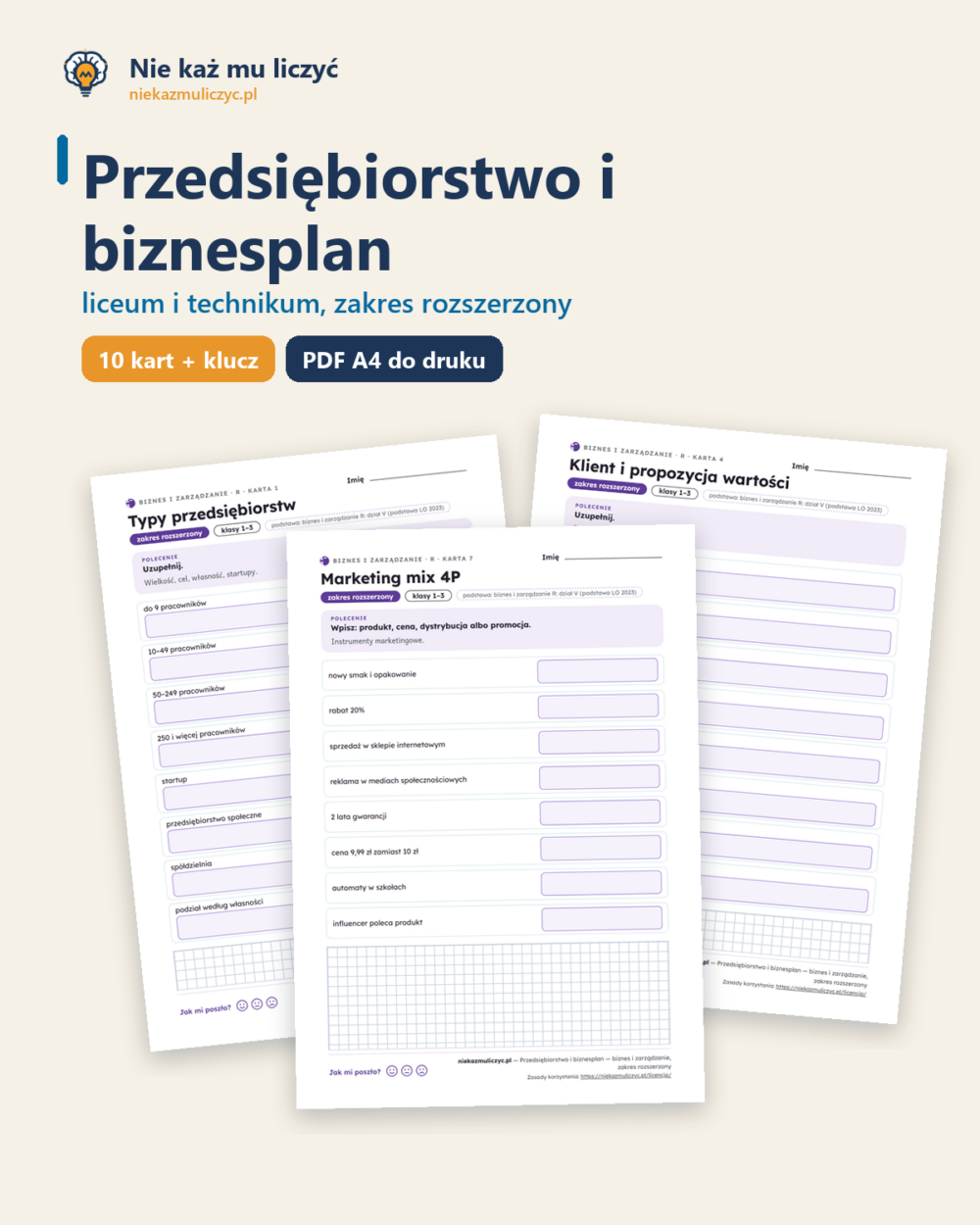 Przedsiębiorstwo i biznesplan — biznes i zarządzanie, LO, rozszerzony — okładka
