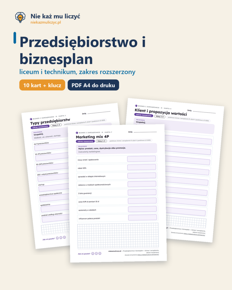 Przedsiębiorstwo i biznesplan — biznes i zarządzanie, LO, rozszerzony — okładka