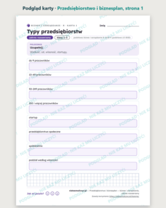 Przedsiębiorstwo i biznesplan — biznes i zarządzanie, LO, rozszerzony — podgląd karty, strona 1