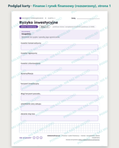Finanse i rynek finansowy — biznes i zarządzanie, liceum, rozszerzony — podgląd karty, strona 1