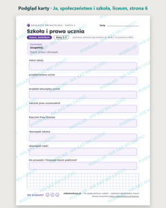 Ja, społeczeństwo i szkoła — edukacja obywatelska, liceum, 10 kart PDF — podgląd karty, strona 6