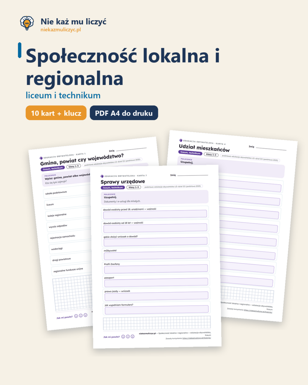 Społeczność lokalna i regionalna — edukacja obywatelska, liceum — okładka