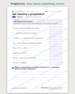 Czasy — matura z angielskiego — 10 kart PDF z kluczem — podgląd karty, strona 6