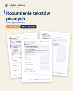 Rozumienie tekstów pisanych, matura z angielskiego — 7 kart PDF — okładka