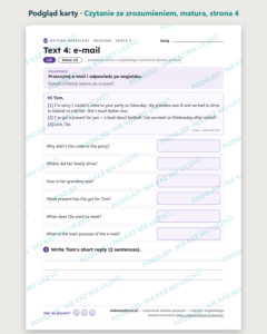 Rozumienie tekstów pisanych, matura z angielskiego — 7 kart PDF — podgląd karty, strona 4