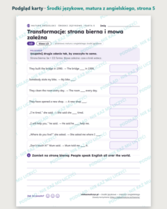 Środki językowe — matura z angielskiego — 9 kart PDF z kluczem — podgląd karty, strona 5