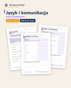 Język i komunikacja — matura z polskiego — 8 kart PDF z kluczem — okładka