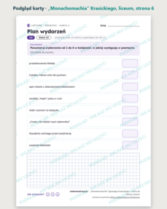 „Monachomachia” Krasickiego — karty do lektury, liceum, 10 kart PDF — podgląd karty, strona 6
