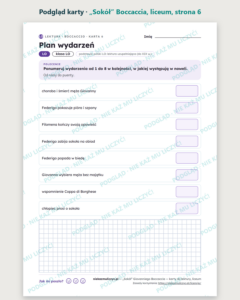 „Sokół” Boccaccia — karty do lektury, liceum, 10 kart PDF — podgląd karty, strona 6