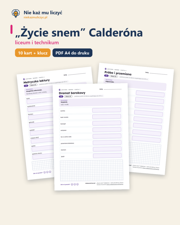 „Życie snem” Calderóna — karty do lektury, liceum, 10 kart PDF — okładka