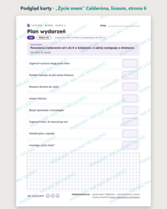 „Życie snem” Calderóna — karty do lektury, liceum, 10 kart PDF — podgląd karty, strona 6