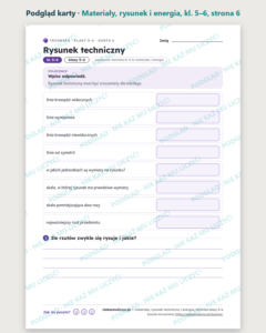 Technika kl. 5–6: materiały, rysunek, energia — 10 kart PDF z kluczem — podgląd karty, strona 6