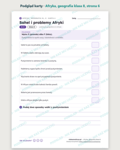 Afryka, geografia klasa 8 — 10 kart pracy PDF z kluczem — podgląd karty, strona 6