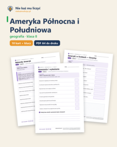 Ameryka Północna i Południowa, kl. 8 — 10 kart pracy PDF z kluczem — okładka