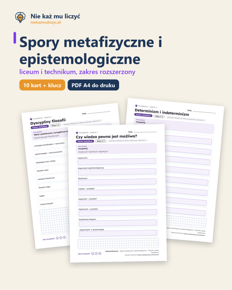 Spory metafizyczne i epistemologiczne — filozofia, liceum, rozszerzony — okładka