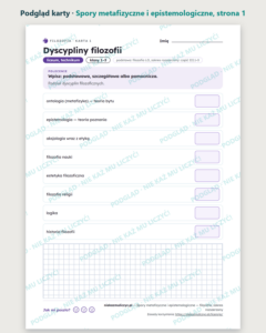 Spory metafizyczne i epistemologiczne — filozofia, liceum, rozszerzony — podgląd karty, strona 1