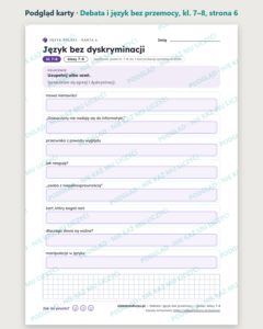 Debata i język bez przemocy — polski, klasy 7–8, 10 kart PDF — podgląd karty, strona 6